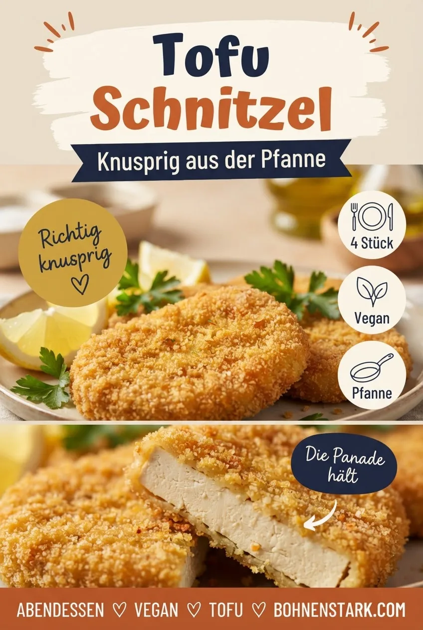Tofu-Schnitzel, knusprig aus der Pfanne, Rezept auf bohnenstark.com