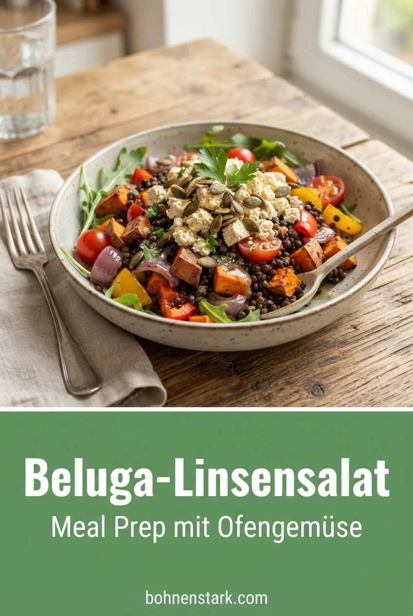 Beluga-Linsensalat: Meal Prep mit Ofengemüse, Rezept auf bohnenstark.com
